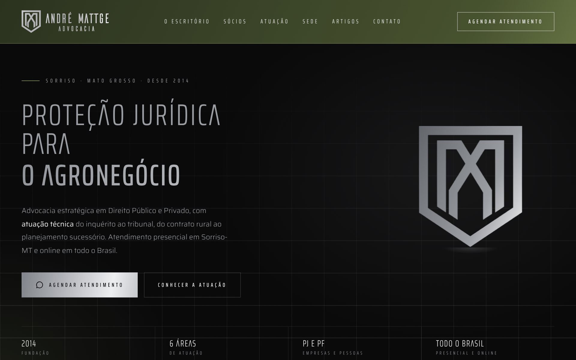 Página inicial do novo site da André Mattge Advocacia