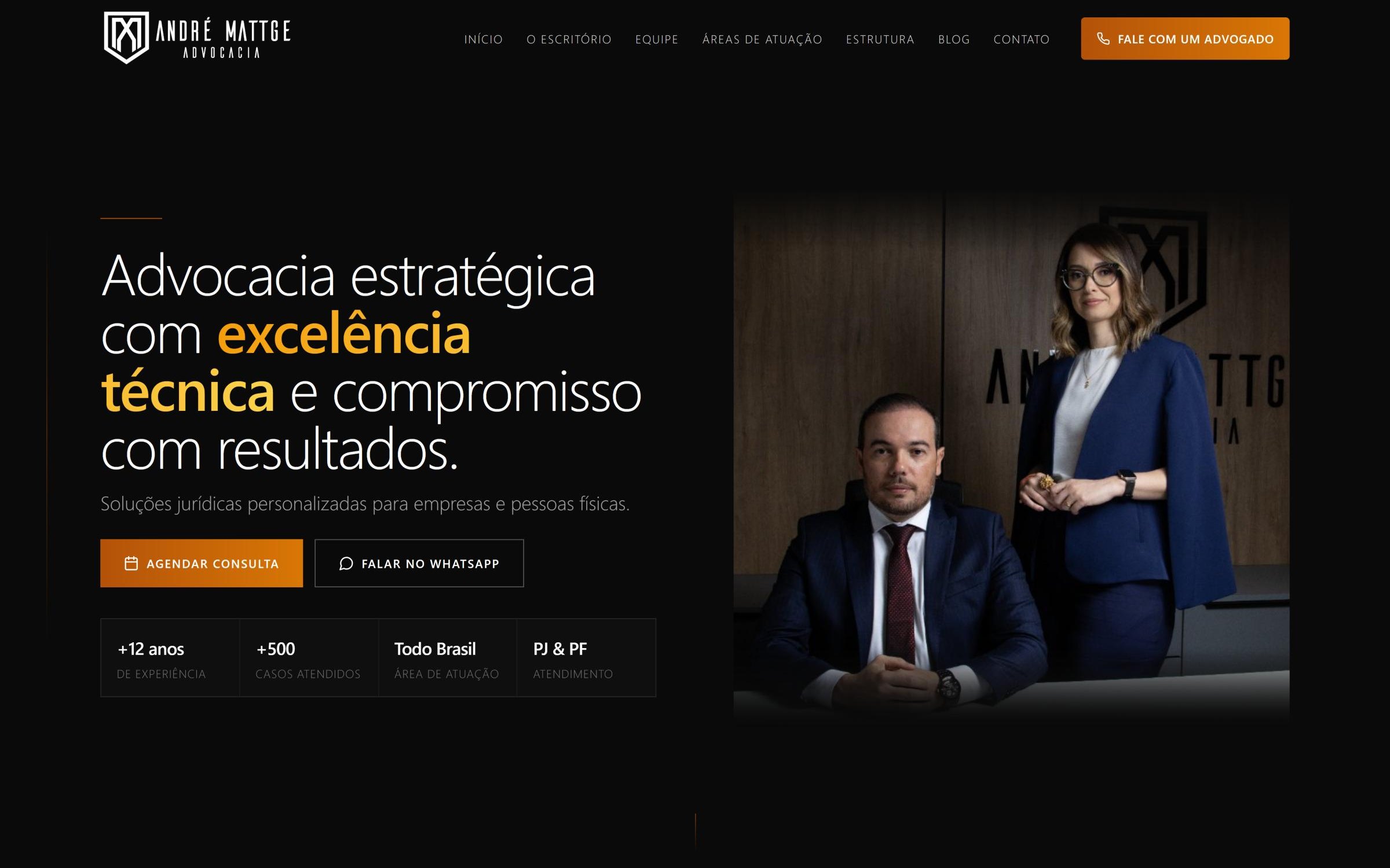 Site atual da André Mattge Advocacia, antes da reformulação