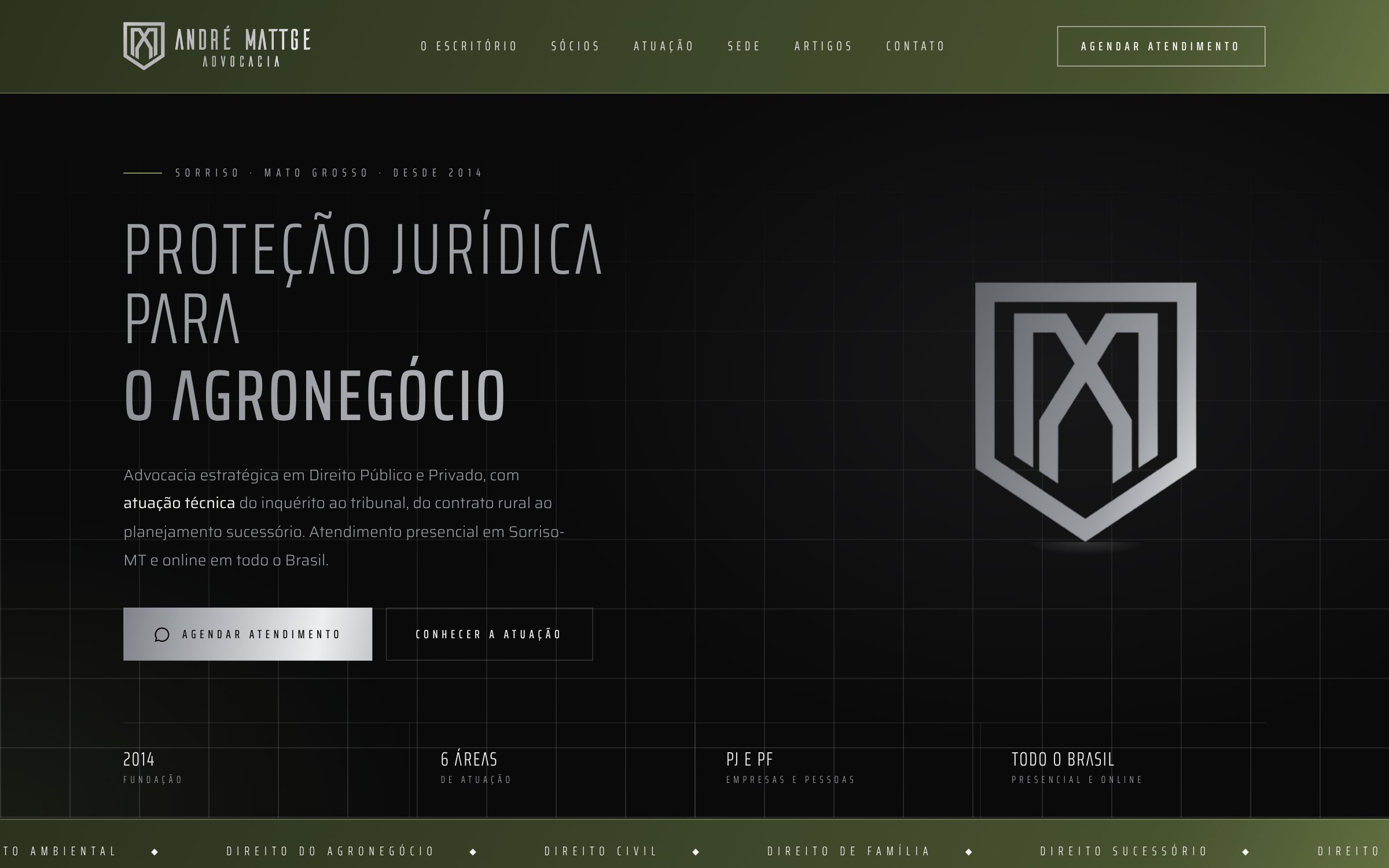 Novo site da André Mattge Advocacia, criado pelo Qora Studio